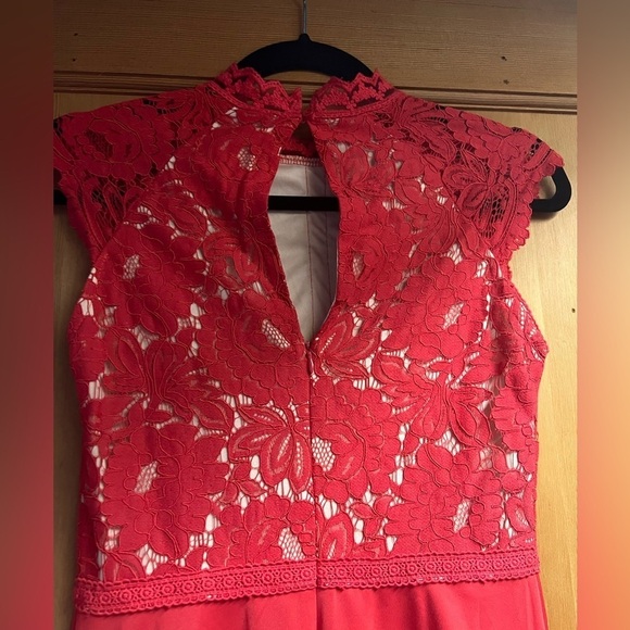 Altar’d state Red A-Line Dress With High-Neck Lace Bodice women’s size small - Picture 4 of 6
